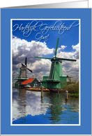 Hartelijk Gefeliciteerd Opa, Birthday for Grandpa in Dutch, Windmills card