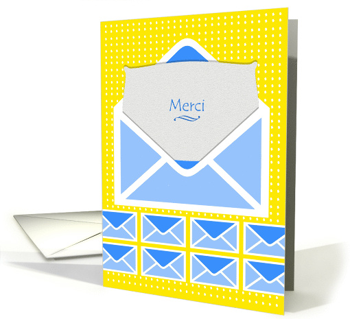 Merci French Thank You Envelope with Gray Paper and Polka Dots card