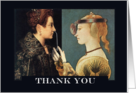 Funny Thank You Renaissance Paintings with Female ENT Doctor card