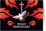 Blessed Pentecost with Tongues of Fire and White Dove Ascending card