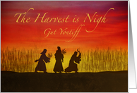 Shavuot Gut Yontiff The Harvest is Nigh Workers in the Wheat Field card