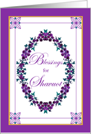 Blessings For Shavuot Grape Wreath in Purple and Gold card