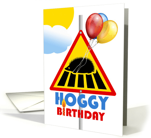 Sister Hoggy Birthday Hedgehog Road Sign and Balloons card (647713)