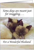 Siamese Cats Snuggling Romance Sentiments for Husband card