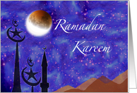 Ramadan Kareem, Crescent Moon Minarets card