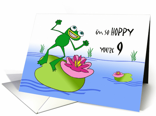 9th Ninth Birthday, Hoppy Frog and Lily Pad in Pond card (655844)