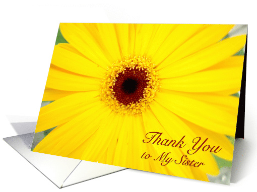 Thank You to Sister Maid of Honor with Yellow Gerbera Daisy card