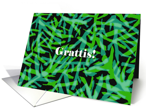 Congratulations in Swedish Grattis with Abstract Fabric Design card