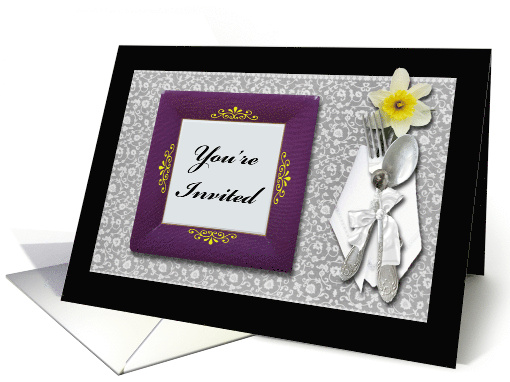 Invitation for Rehearsal Dinner with Place Setting and Daffodil card