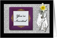 Invitation for Rehearsal Dinner with Place Setting and Daffodil card