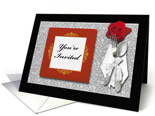 Invitation for Bridal Shower Luncheon with Rose Place Setting card