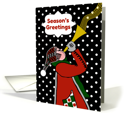 Season's Greetings with Trumpet Musician and Snowstorm card (681824)