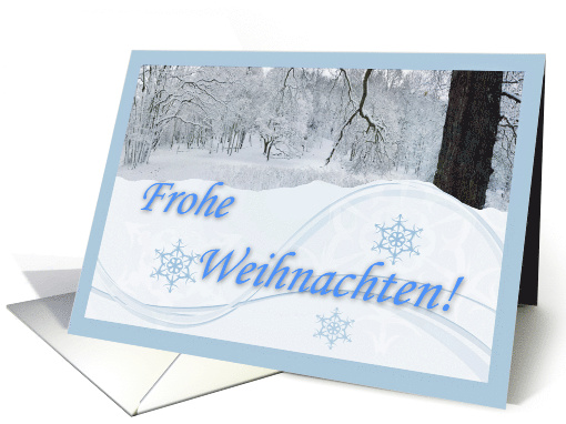 German Christmas Landscape with Frohe Weihnachten Snow Scene card
