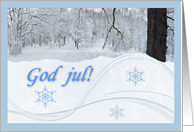 Norwegian Christmas Landscape with God jul Winter Scene card