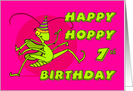 Happy Hoppy 7th Birthday with Funny Grasshopper Dancing card