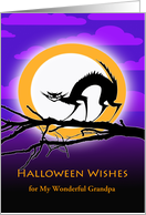 Grandpa Halloween Custom Front with Scary Cat on Branch card
