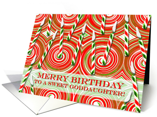 Christmas Birthday for Goddaughter with Candy Canes card (699835)