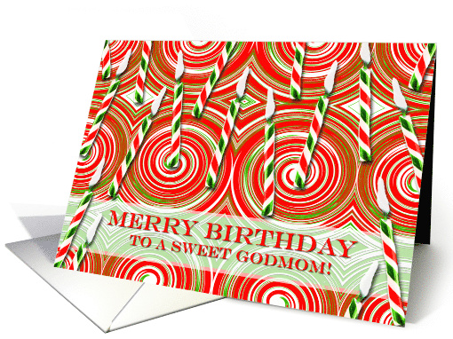 Christmas Birthday for Godmom with Candy Canes card (699837)