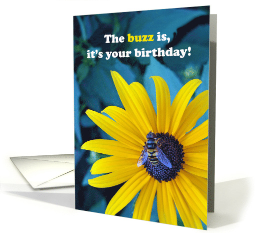 Birthday Gardener with Bee on Brown Eyed Susan Flower card (709631)