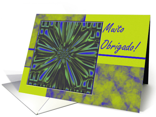Muito Obrigado Portuguese Thank You with Abstracted Flower card
