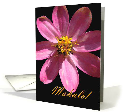 Mahalo, Thank You in Hawaiian, Pink Flower card (713589)