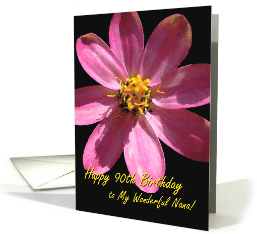 90th Birthday for Nana, Pink Flower card (715225)