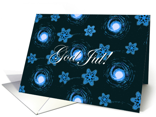 God Jul Swedish Christmas with Snowflakes and Lights card (716967)