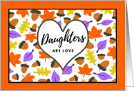 Daughter Birthday with Autumn Leaves and Acorns Pattern card