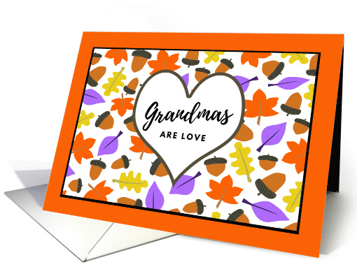 Grandma Birthday with Autumn Leaves and Acorns Pattern card (717887)