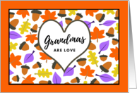 Grandma Birthday with Autumn Leaves and Acorns Pattern card