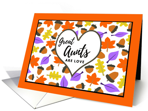 Great Aunt Birthday with Autumn Leaves and Acorns Pattern card