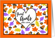 Great Aunt Birthday with Autumn Leaves and Acorns Pattern card