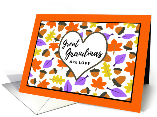 Great Grandma Birthday with Autumn Leaves and Acorns Pattern card