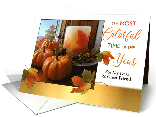 Friend Thanksgiving Custom Front with Pumpkin Still Life card (718391)