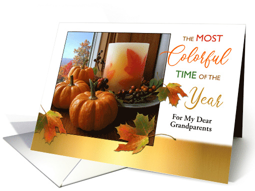 Grandparents Thanksgiving Custom Front with Pumpkin Still Life card