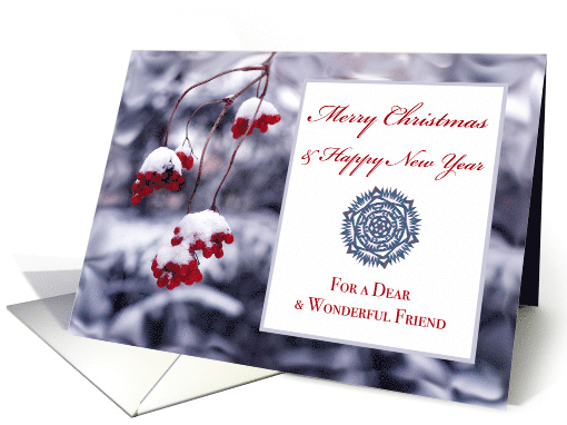 Friend Christmas with Red Berries Capped in Snow card (720920)