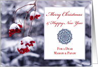 Mamaw and Papaw Christmas with Red Berries in Snow card