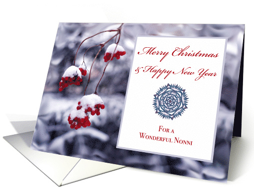 Nonni Grandmother Christmas with Red Berries in Snow card (720982)