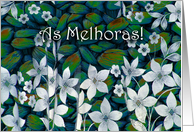 Get Well in Portuguese, White Flowers, As Melhoras card