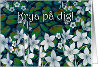 Get Well in Swedish, White Flowers, Krya pa dig card