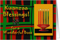 Kwanzaa Blessings for Boss with Adrinka Symbol for Prosperity Unity card