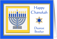 Brother Chanukah with Menorah in Blue and Yellow card