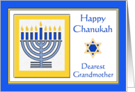 Grandmother Chanukah with Menorah in Blue and Gold card