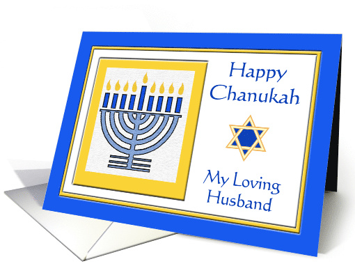 Husband Chanukah for with Menorah in Blue and Yellow card (726008)