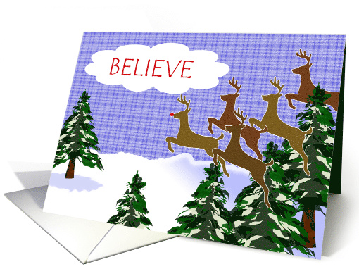 Christmas Reindeer with Believe and Reindeer Leaping for Joy card