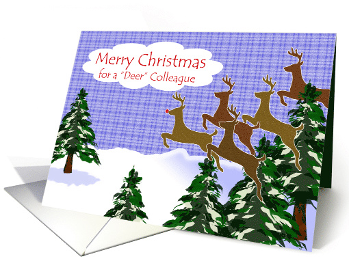 Christmas for Colleague with Reindeer Leaping for Joy card (727047)