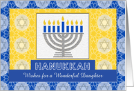 Daughter Hanukkah Custom Front with Menorah Design and Stars card