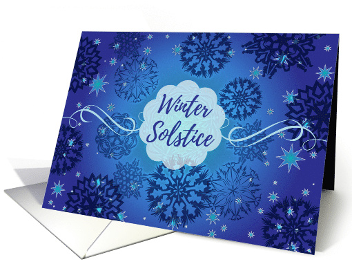 Winter Solstice with Snowflakes and Stars in Blue card (735394)