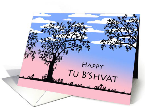 Tu B'Shvat, Tree Silhouettes and Clouds card (742657)