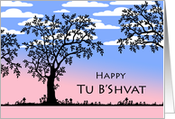Tu B’Shvat, Tree Silhouettes and Clouds card